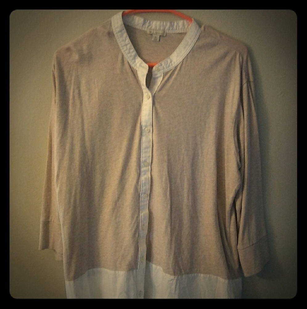 Women's Gap XL Pink/White Button Down Shirt