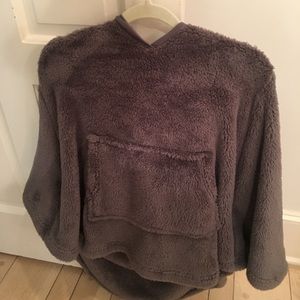Fuzzy poncho with hood