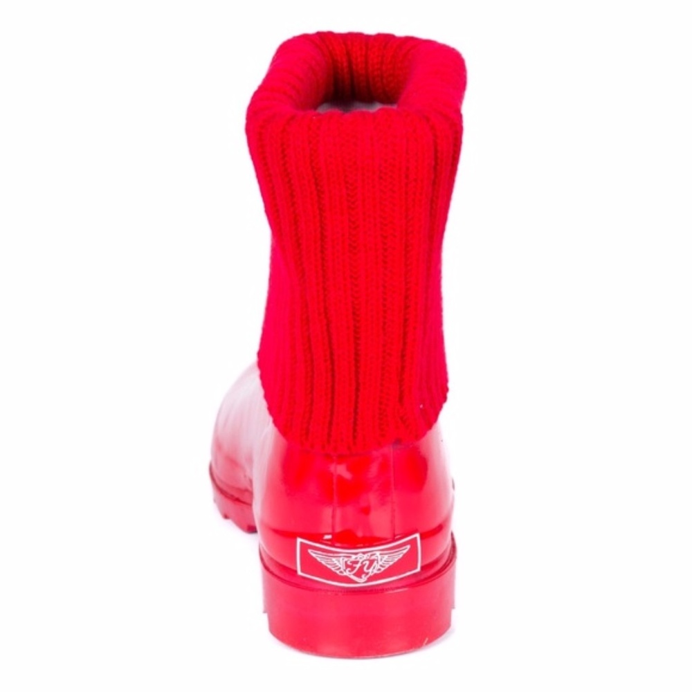 Women's  Ankle Rubber Rain Boots Wellies with Sock Cuff - Picture 3 of 4