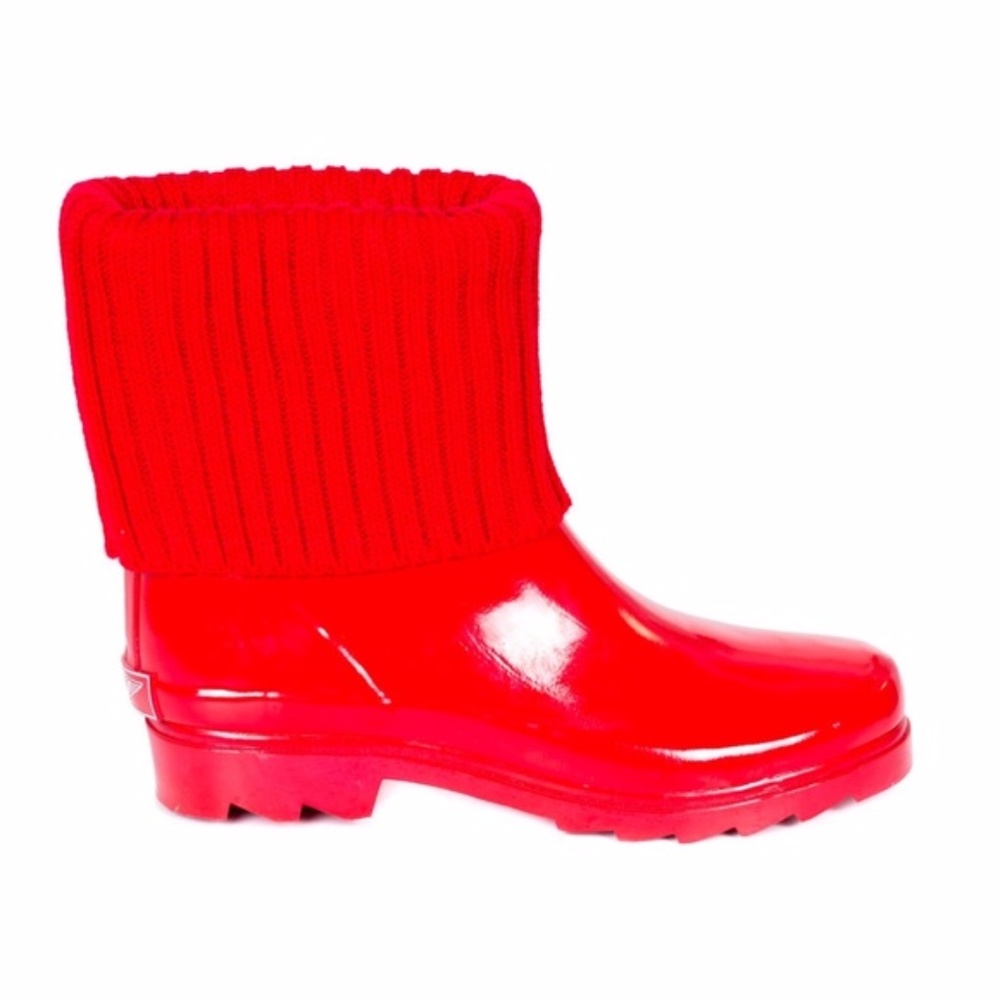 Women's  Ankle Rubber Rain Boots Wellies with Sock Cuff - Picture 4 of 4