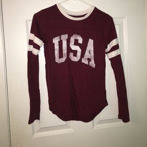 Maroon USA Long Sleeve Top