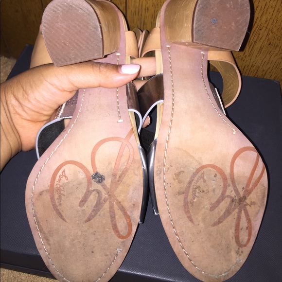 Silver and Nude block heel Sandals - Picture 4 of 5