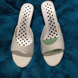 Slip on white sandals