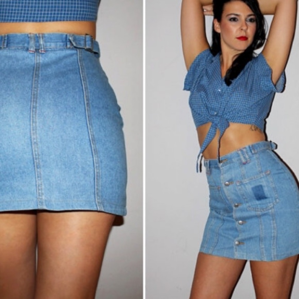 ๐ VINTAGE DENIM SKIRT SIZE 7 - Picture 1 of 7
