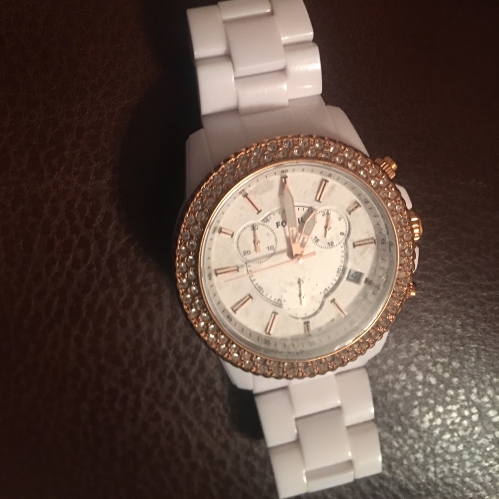 White and Gold Fossil Watch