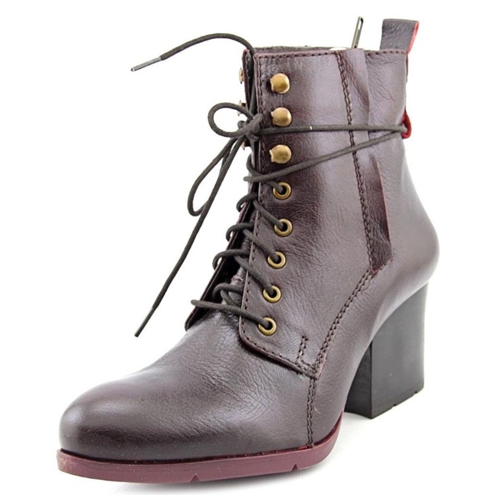 Deep Burgundy Leather Lace Up Boots