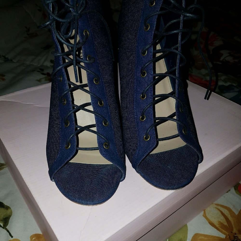 Blue lace up shoes