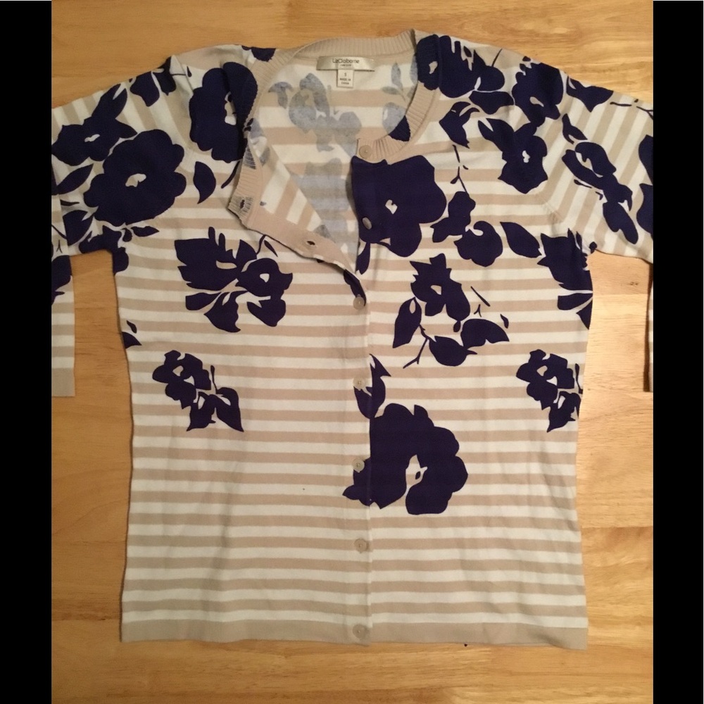 Liz Claiborne Navy Floral Cardigan
