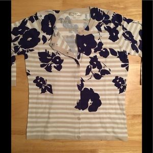 Liz Claiborne Navy Floral Cardigan