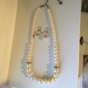 Faux Pearl Necklace and Earring Set