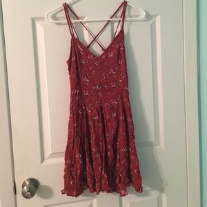 AEO Red Floral Slip Dress
