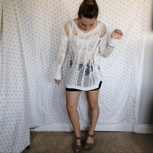 Crocheted White Sweater