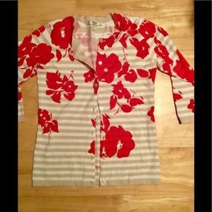 Liz Claiborne Red Floral Cardigan
