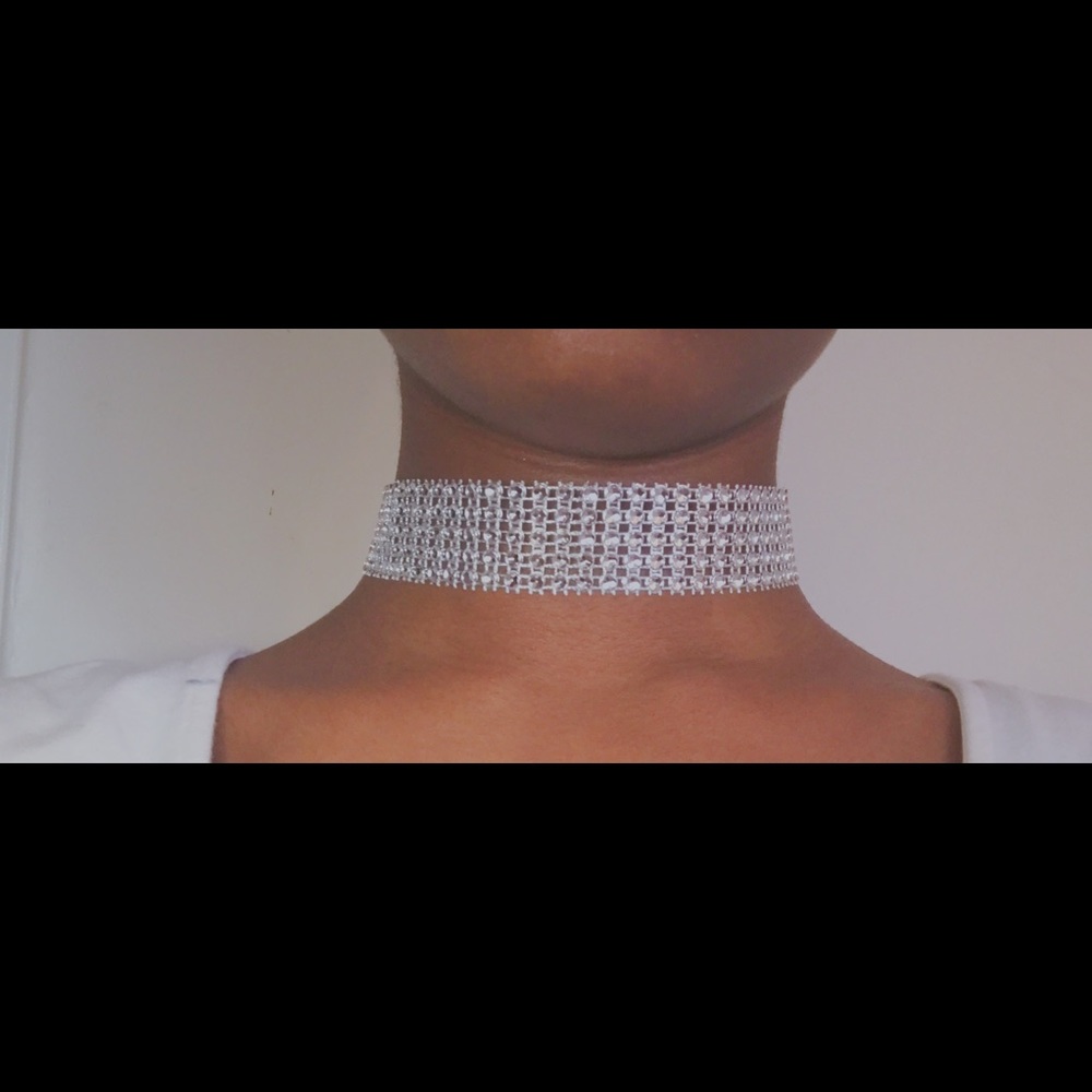 Iridescent Rhinestone Choker
