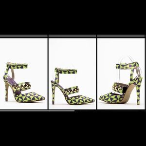 Green and Purple statement Heels