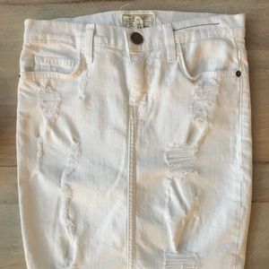 Current Elliot White Denim Stiletto Pencil Skirt