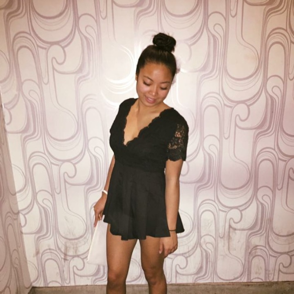 SHAREEN COLLECTIONS Black Lace Romper