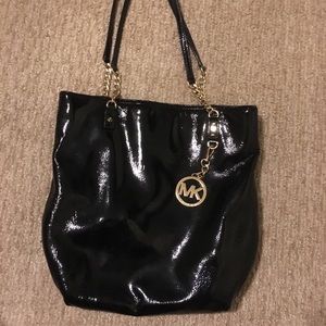 Michael Kors black patent leather tote