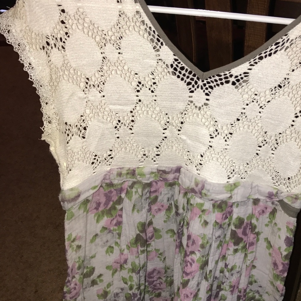 Vintage inspired lace and floral top