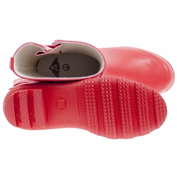 Women's Rain Boots Red Rubber Rainboots - Picture 3 of 3