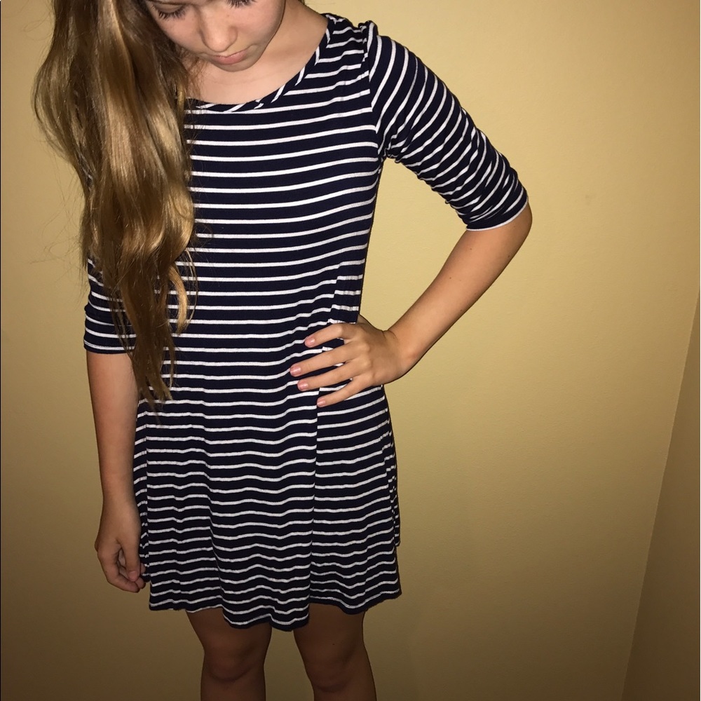 Navy & white t-shirt dress