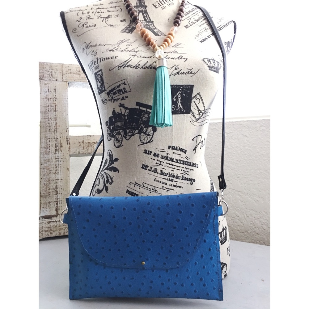 Electric Blue Ostrich Clutch