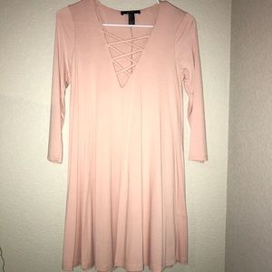Light pink front lace shift dress!