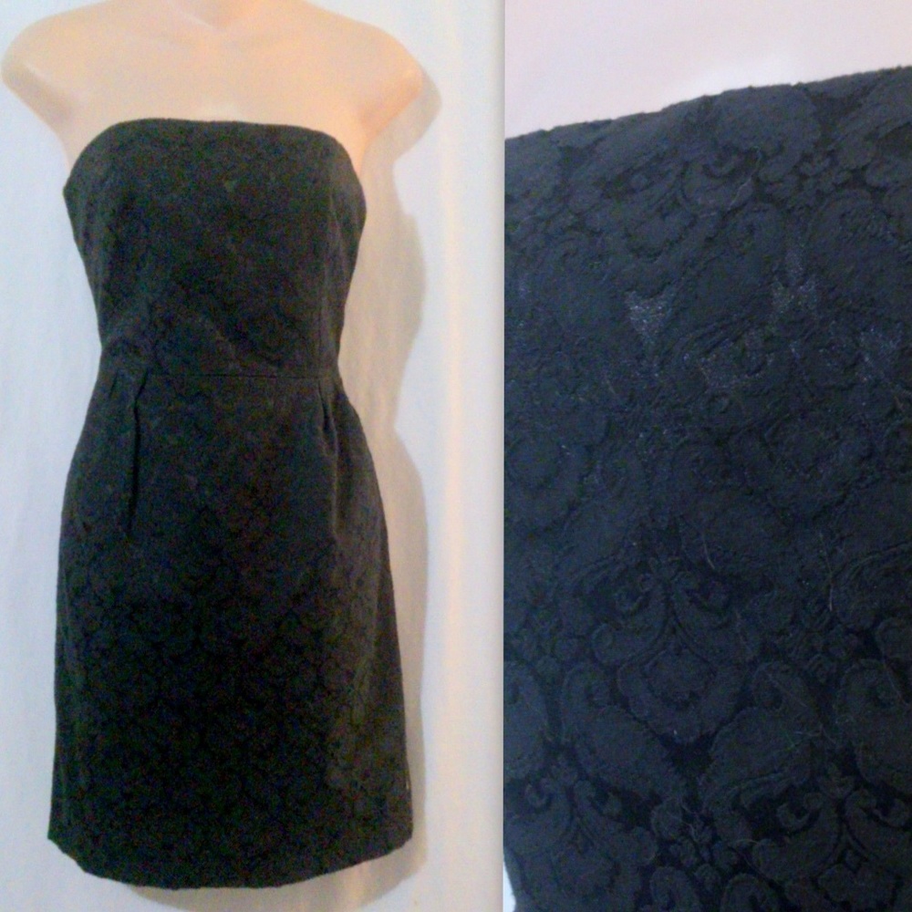 DELIA'S Black Brocade Little Black Strapless Dress *