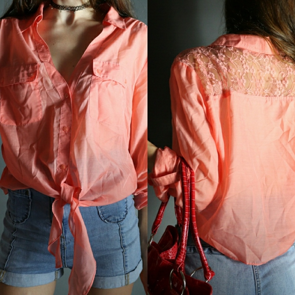 Just Peachy Button Down Blouse