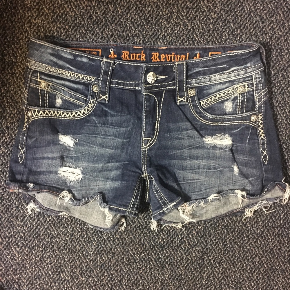 Rock Revival denim shorts, slightly distressed