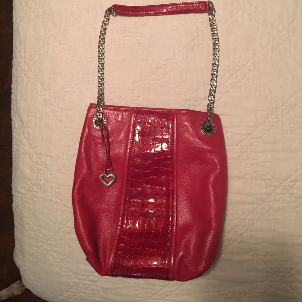 Brighton purse, red with faux skin details