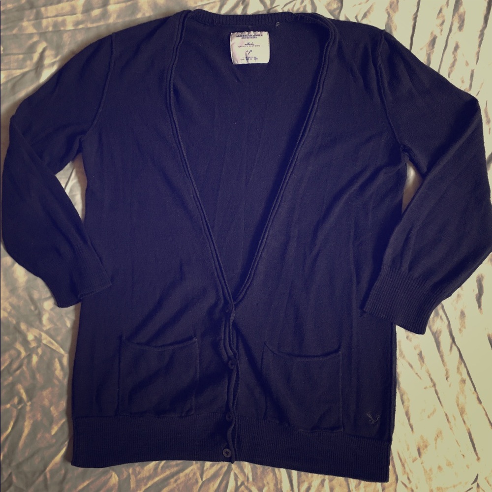 AE Black Cotton Cardigan