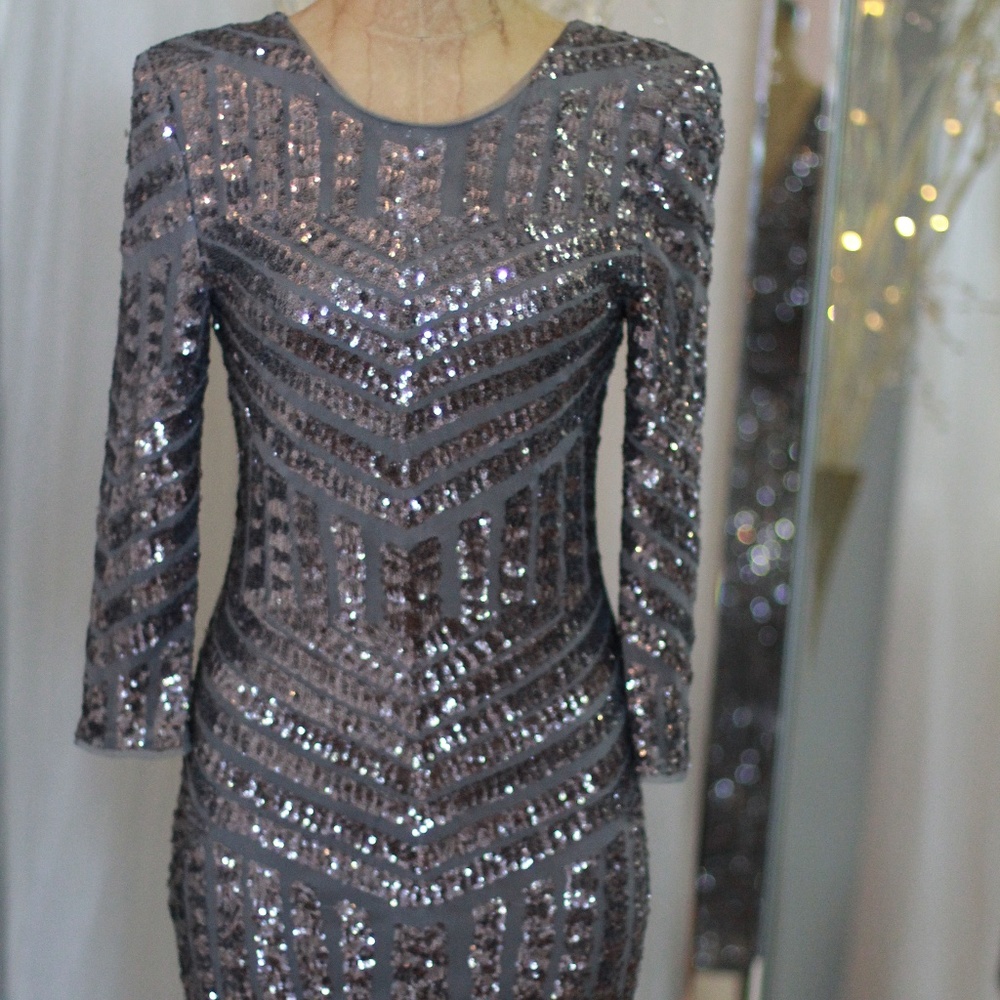 Francia silver long sleeve sequin dress