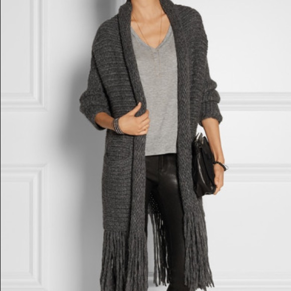 Raquel Allegra Fringed Alpaca Blend Cardigan - Picture 2 of 8