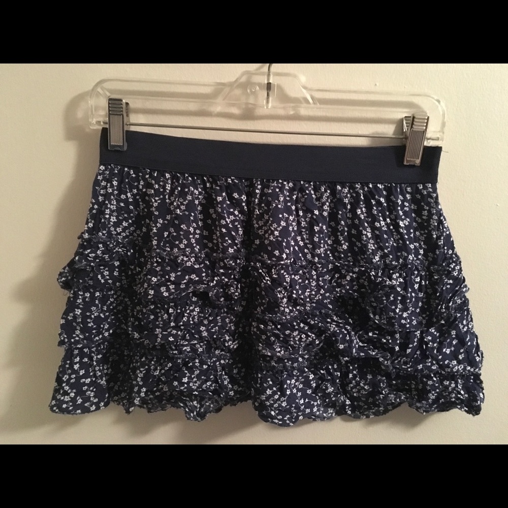 Floral navy and white skirt