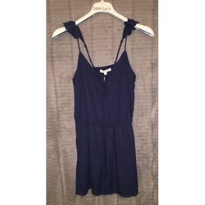 Flowy Navy Summer Dress w Ruffle & Tie Details