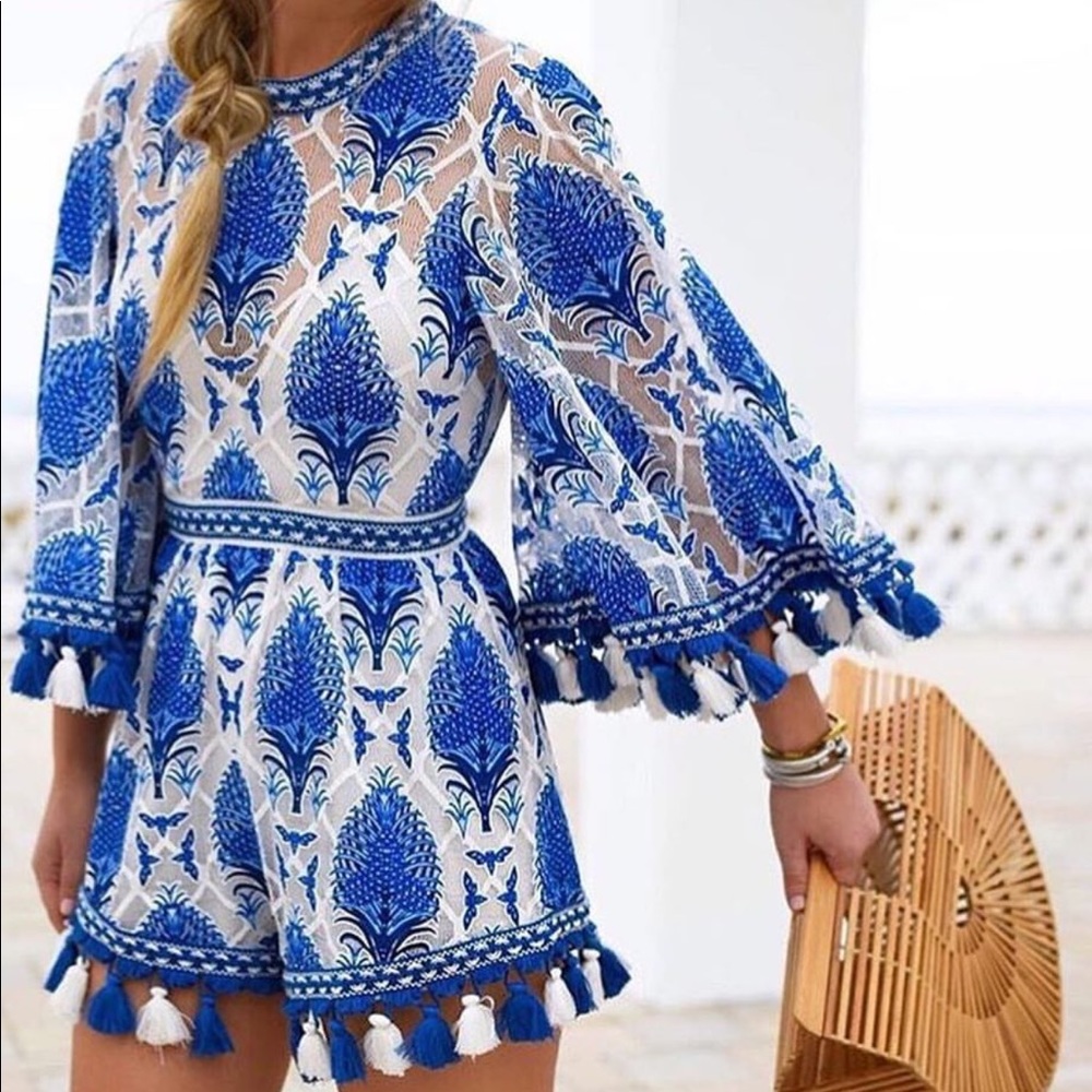 🆕Boutique Royal Tassel Romper - Picture 2 of 8