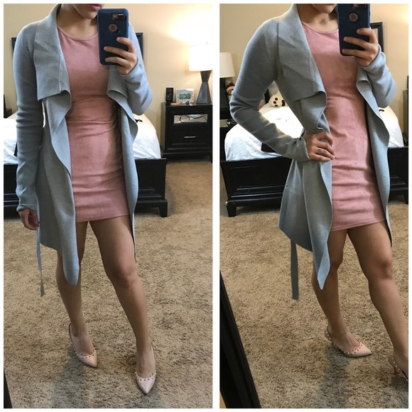 Long Sleeve Faux Suede Dress - Picture 2 of 5