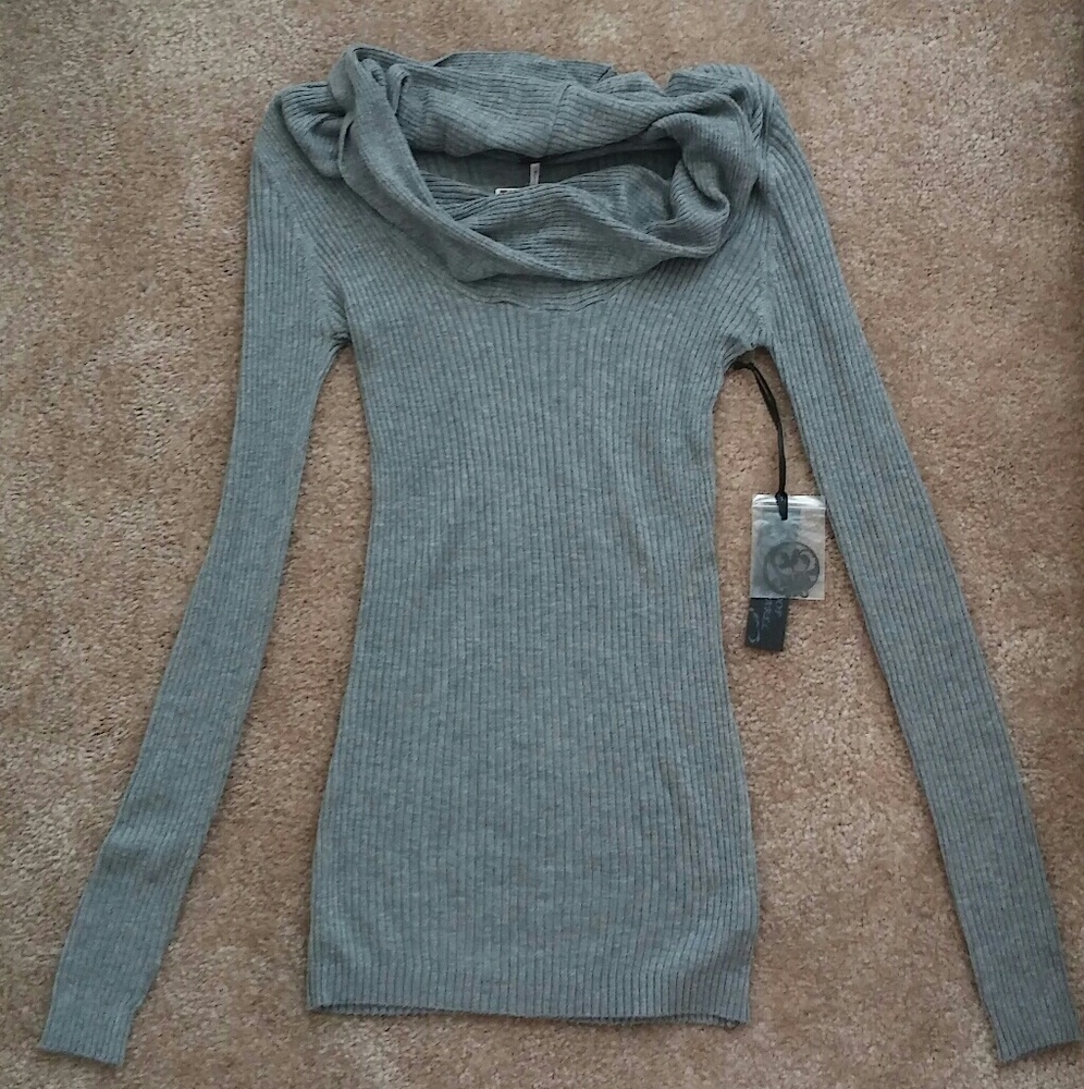Ribbed Cowl Neck Shirt