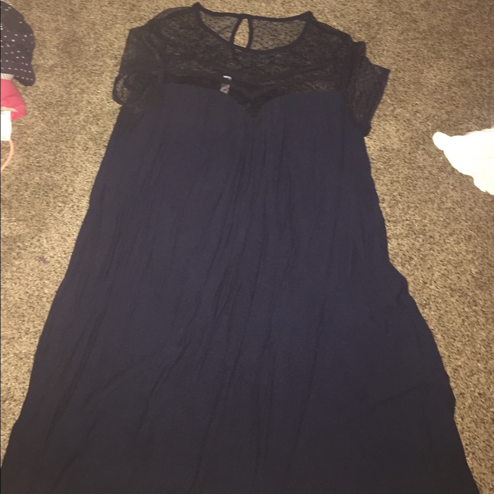 blue dress with lace top