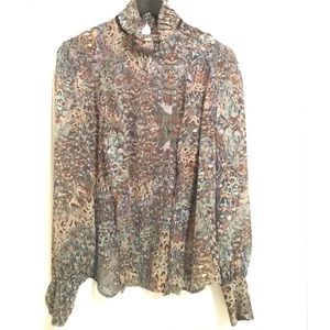 Alexander McQueen Feather Print Silk Blouse