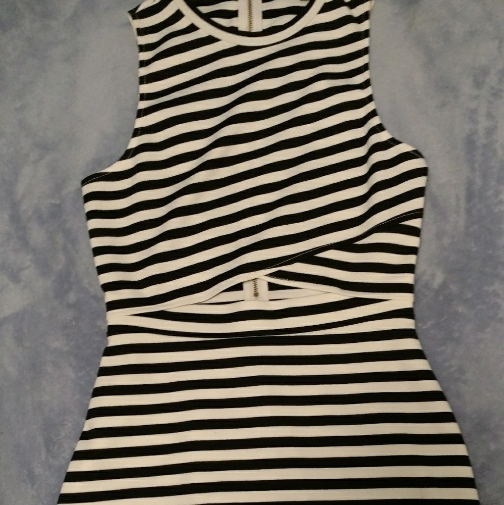 Black and White striped dress with cut out