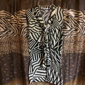 Black & Cream Tie Blouse