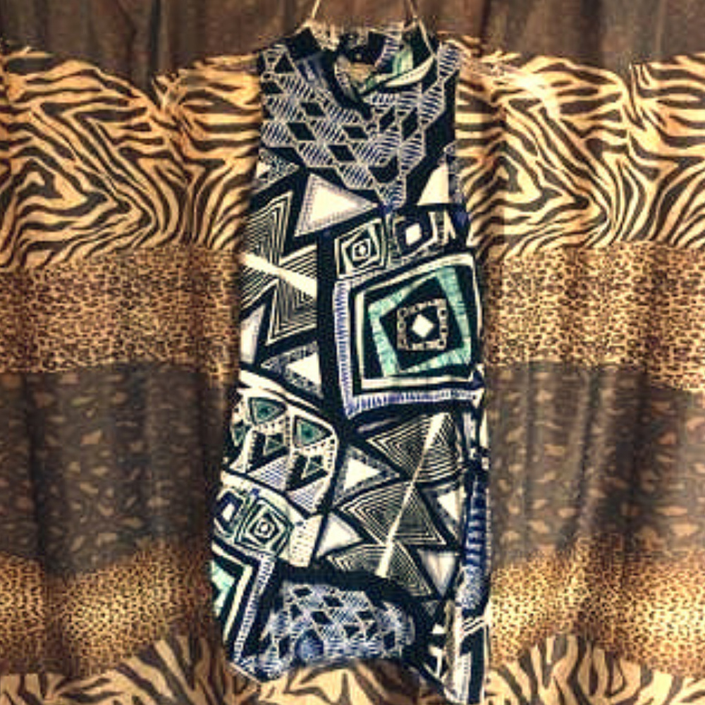 Tribal Blue & Black Bodycon Dress