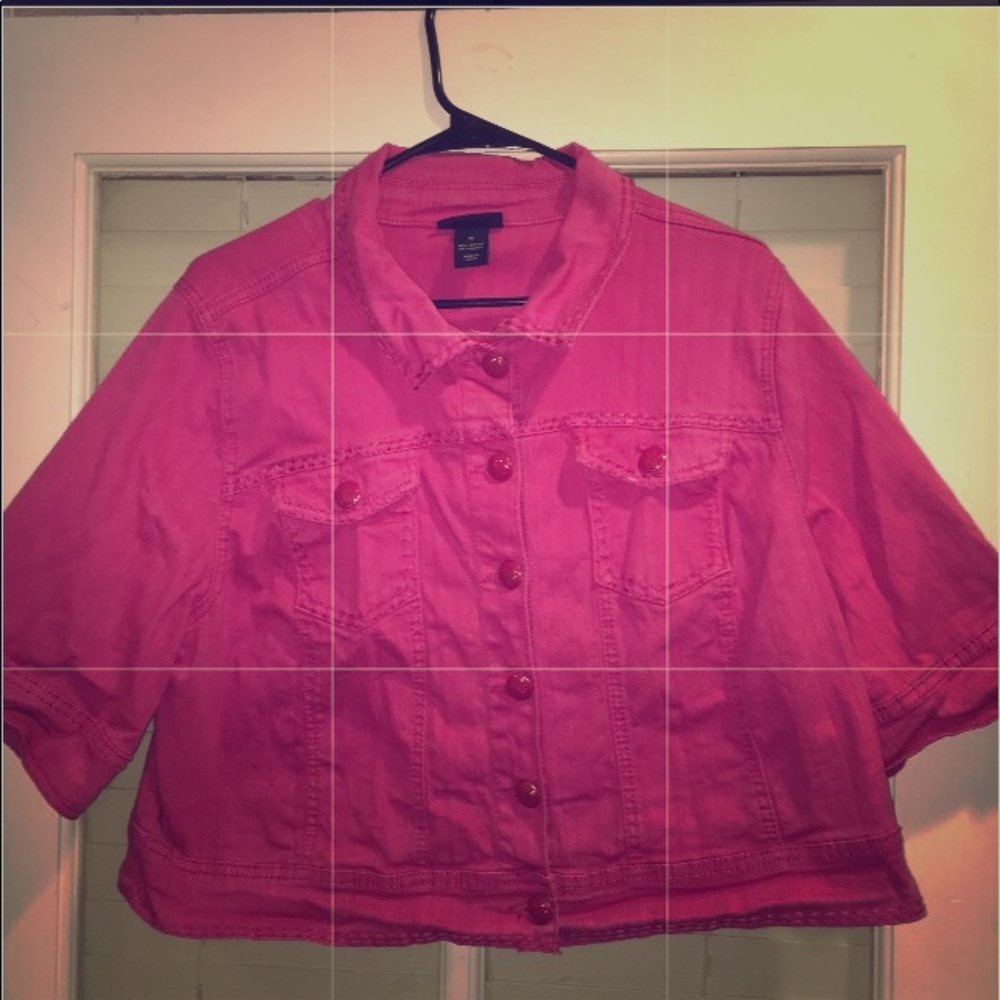 LANE BRYANT - ADORABLE PINK DEMIM JACKET SZ 16