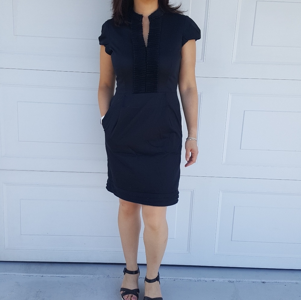 Ann Taylor Black Cotton Dress with pockets