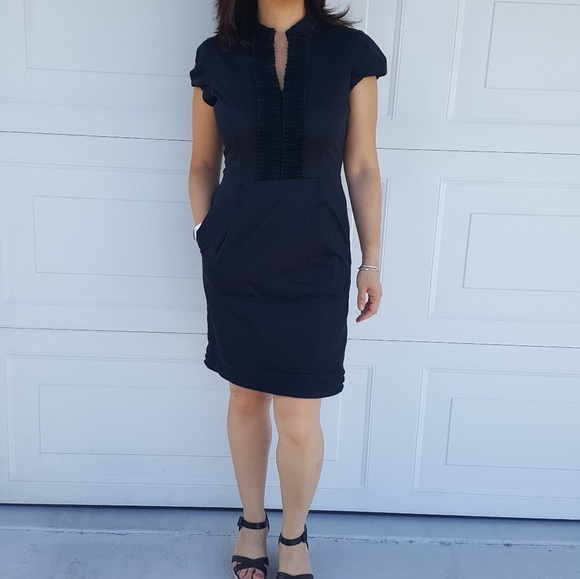 Ann Taylor Black Cotton Dress with pockets - Picture 1 of 5
