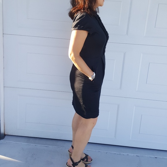 Ann Taylor Black Cotton Dress with pockets - Picture 2 of 5