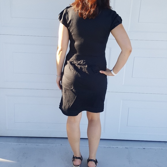 Ann Taylor Black Cotton Dress with pockets - Picture 3 of 5