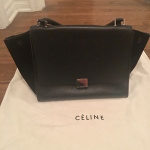 Celine Medium Trapeze Black Leather and Suede Bag